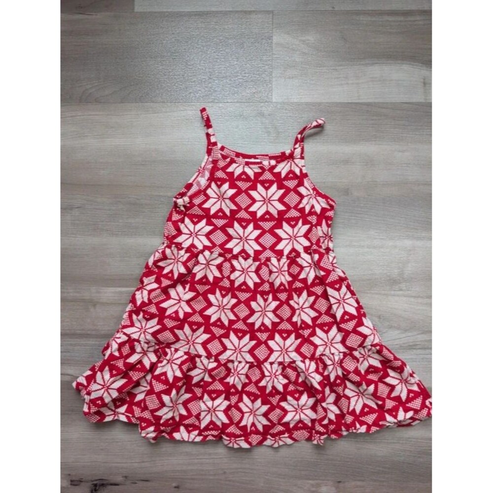 Hanna Andersson Red Holiday Print Nightgown or Dress, 6-7Y (U1)